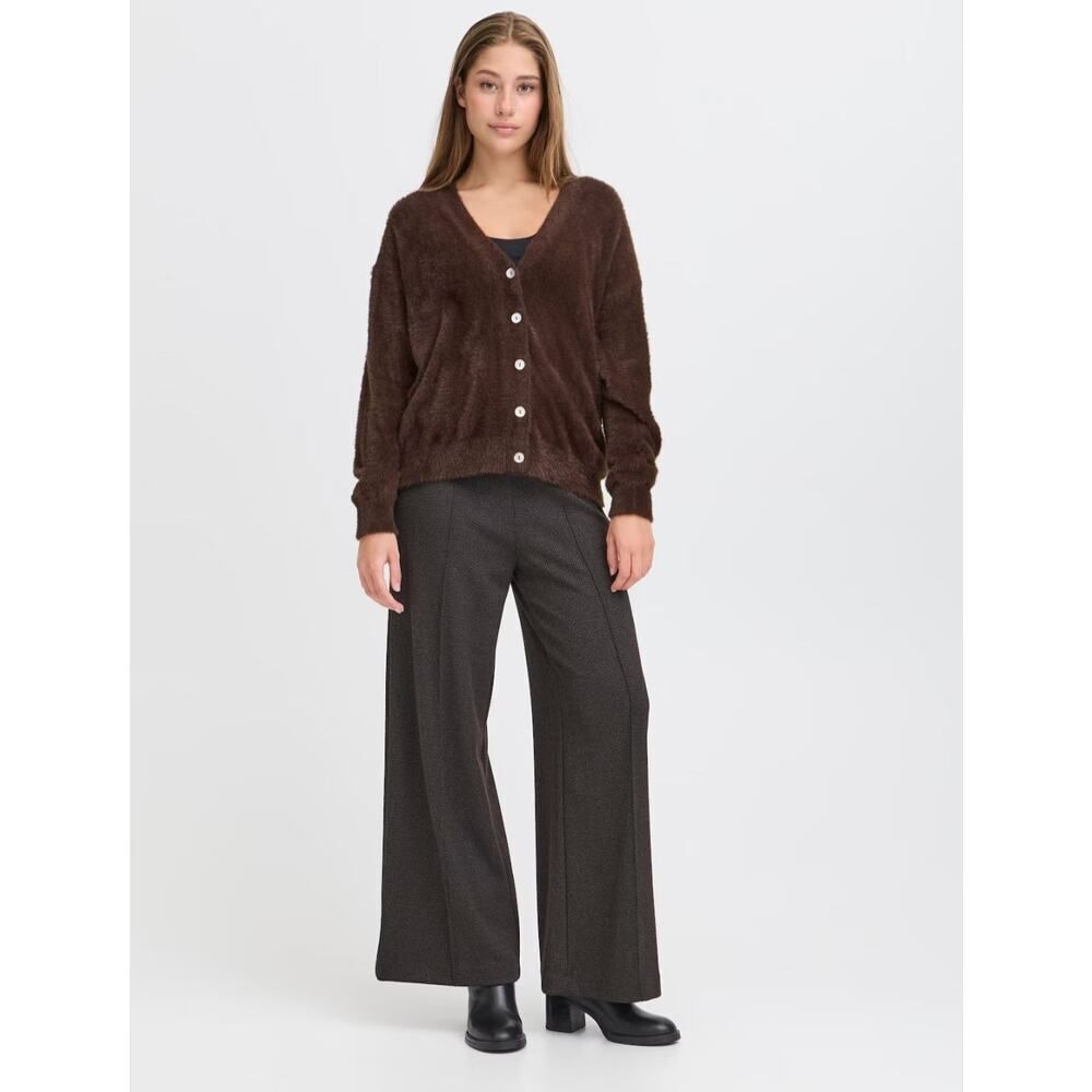 Ichi/ Bruna Rizk Fall 2025 Collection IHBRULA Cardigan, Size Small, Color Coffee